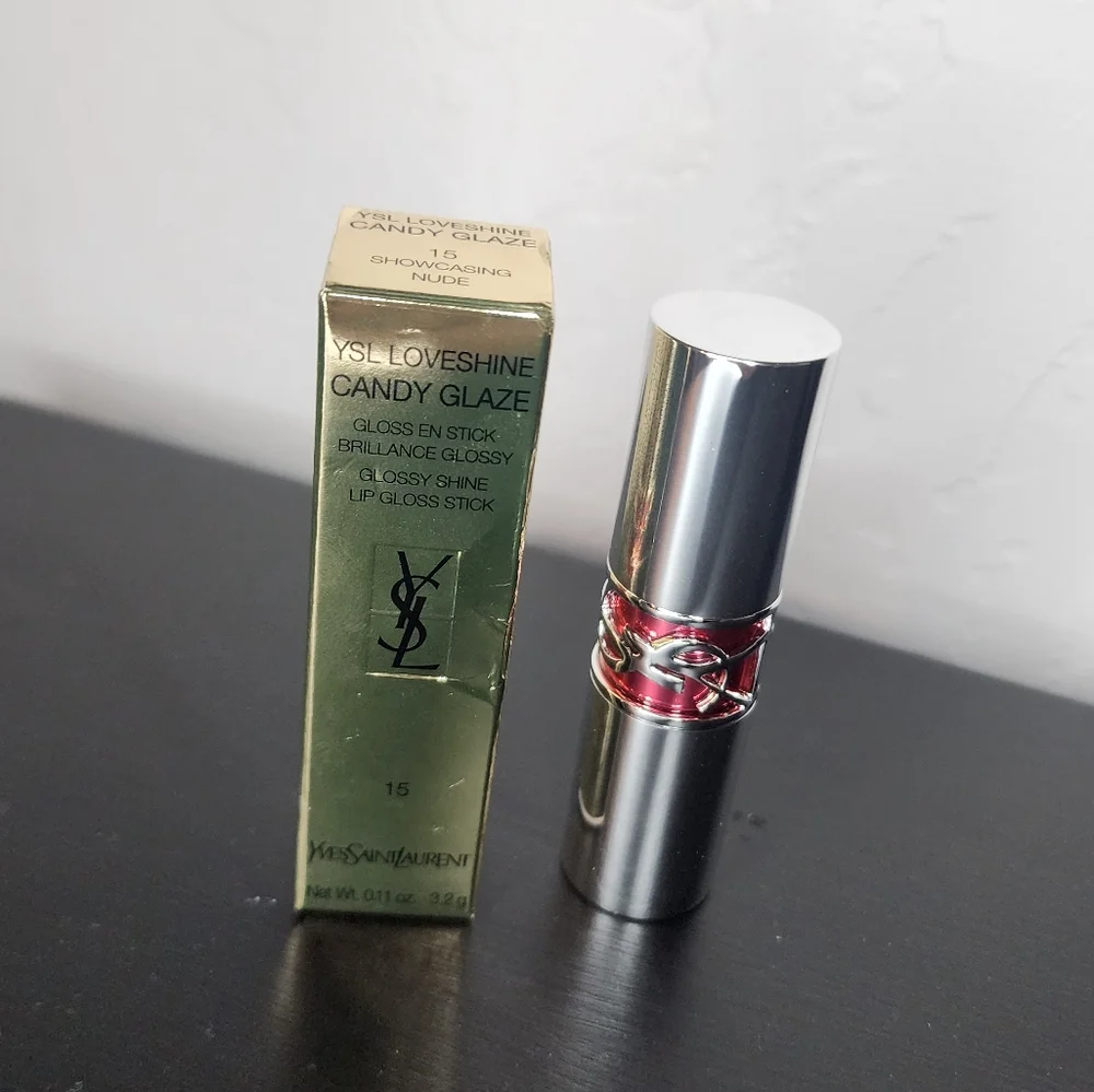 NEW YSL Yves Saint Laurent Candy Glaze Showcasing Nude Lip Gloss Number 15